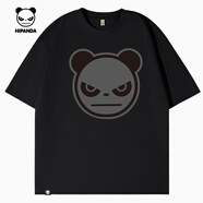 HI PANDA你好熊貓短袖T恤男夏季舒適透氣美式休閑純棉內(nèi)搭男生運(yùn)動(dòng)體恤衫 【100%純棉】-黑#JDP熊貓灰 M