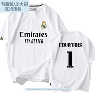 22-23皇馬本澤馬隊服足球迷服短袖t恤衫男女速干半截袖休閑球衣服 1號庫爾圖瓦白色 XS (款(100斤以?xún)?)