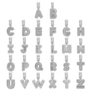 妙聚福GuangYu鋯石鑲鉆26個(gè)字母項鏈男女潮嘻哈歐美情侶吊墜毛衣鏈小眾 銀色45cm備注單個(gè)字母