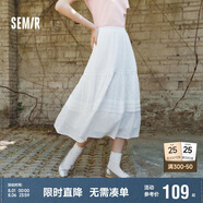 森馬（Semir）半身裙女松緊腰A字裙氣質(zhì)夏季2025拼接蕾絲波點(diǎn)長(zhǎng)裙109325120005