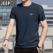JEEP SPIRIT吉普短袖t恤男夏季2025新款休閑寬松速干衣冰絲上衣透氣百搭體恤 湖藍(lán)色 L