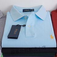 POLO SPORT美國保羅短袖polo衫男夏季新款純棉t恤男商務(wù)休閑翻領(lǐng)半袖體恤男 淺藍色/黃標 M (建議125-145斤)