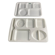 豐美特瓷學(xué)校食堂餐具批發(fā)仿瓷五格快餐盤(pán)分格餐盤(pán)白色塑料盤(pán)子碗 彩色