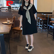 皮爾卡丹歐版設(shè)計感顯瘦黑裙2025夏季新款棉質(zhì)中長裙拼接POLO領(lǐng) 809  黑色中/長裙【高端定制版】 M 85-110斤