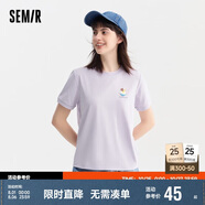 森馬羅小黑短袖T恤女印花俏皮上衣夏卡通圓領(lǐng)套頭衫109324100002