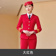 大紅色軍鼓隊西裝套裝女敲鼓衣服樂(lè )隊服裝空姐制服高檔演出工作服 [單件]大紅色西裝 5XL 均碼