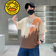 G.DUCKKIDS品牌童裝男童夏裝短袖T恤新款兒童夏季半袖上衣男孩休閑中大童潮t MYSL-8860 卡其 140
