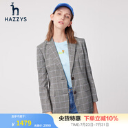 哈吉斯（HAZZYS）女裝 夏款西服外套格紋通勤氣質(zhì)小西裝女ASUSJ03BJ06 淺灰色LE XL (170/92A 42)