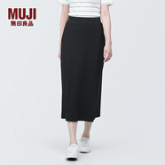 無印良品（MUJI）女式 彈力羅紋編織 裙子 長半身裙女款 BB2PGA4S 黑色 M 160/66A