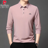 皮爾卡丹（pierre cardin）高檔男裝長袖恤男士春秋季新款中年商務(wù)休閑翻領(lǐng)潮流體恤衫上衣服 2989 粉色 M 165 推薦【90-115斤】