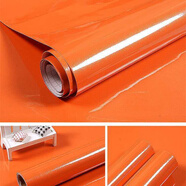 葉余加厚烤漆壁紙柜子家具翻新貼紙櫥柜衣柜貼紙純色墻貼防水墻紙自粘 光面橙色加厚不透底 60厘米寬*3米長(cháng)送刮板小刀