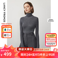 朗姿【王楚然同款】純羊毛高領(lǐng)針織衫春冬內(nèi)搭打底上衣曠野美拉德 深灰色2 2XL