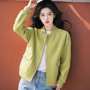 AEMAPE衛(wèi)衣外套女春秋新款小香風(fēng)開衫棒球服女休閑寬松顯瘦百搭潮 淺綠色 衛(wèi)衣外套春秋款 2XL 建議136-148斤