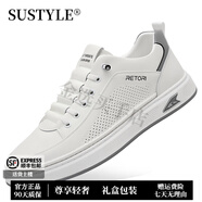 SUSTYLE奢侈高檔品牌高端2025新款男士小白鞋透氣板鞋男時(shí)尚百搭鞋子男士 白色 41
