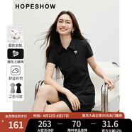 紅袖POLO領(lǐng)連衣裙2025夏季新款女裝字母刺繡收腰顯瘦正肩黑色休閑短裙 黑050 S