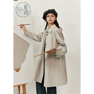 紫涵（ZIHAN）紫涵中長款翻領風衣女2025年秋季新款文藝氣質寬松顯瘦單排扣外套 風鈴灰 XS