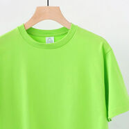 流行色熒光綠T恤 重磅淺綠色夏季純棉短袖女糖果色寬松落肩半袖男 熒光綠【短袖】 M 建議90-120斤