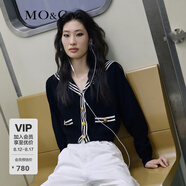 MO&Co.學(xué)院風(fēng)短款千金針織衫上衣女小香風(fēng)針織開(kāi)衫針織衫女摩安珂 黑色-第2批 S 160
