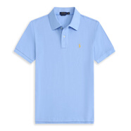 POLO SPORT美國保羅polo衫男小馬標刺繡純棉短袖T恤男經(jīng)典百搭商務(wù)翻領(lǐng)體恤 天藍色黃標 M 建議125-145斤
