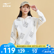 鴻星爾克衛(wèi)衣男春秋情侶休閑舒適衛(wèi)衣男女運動上衣套頭衫長袖男士男裝 冰川白-9306-女款 M
