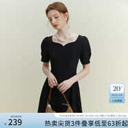 范思藍(lán)恩黑色法式氣質(zhì)顯瘦連衣裙女夏季赫本風(fēng)小黑裙設(shè)計(jì)感12125 黑色 XS