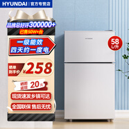 HYUNDAI韓國現代冰箱雙開(kāi)門(mén)小型一級能效小冰箱家用宿舍租房冷藏冷凍電冰箱節能省電保鮮低噪 58L銀【一級能效、店長(cháng)力薦】