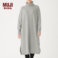 無(wú)印良品（MUJI）女式  天竺 高領(lǐng)連衣裙 女裝長(zhǎng)袖裙子冬季 W9AA875 淺灰色 XS-S （155/80A）