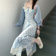 瑜尚臻品 法式藍色碎花吊帶連衣裙子女夏季2025款溫柔風(fēng)氣質(zhì)海邊度假長(cháng)裙 藍色【 M 】無(wú)開(kāi)衫