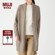 無(wú)印良品 MUJI 女式 含牦牛絨毛圈花式線長(zhǎng)開衫長(zhǎng)袖針織衫毛衣女裝W9AA052 深咖啡棕色 M-L (165/88A）