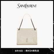 YSL圣羅蘭【禮物】女士NIKI SHOPPING中號復古牛皮革購物包手袋 復古白 U