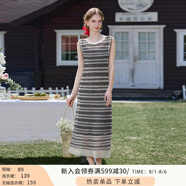 香影流蘇條紋黑色t恤女短袖2025夏裝新款寬松休閑風(fēng)正肩圓領(lǐng)上衣 黑色L85S797  無袖連衣裙 M 160/84A/95-110斤