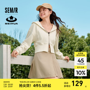 森馬（Semir）【梅花聯(lián)名】短外套女寬松連帽夾克2024年秋新款顯高顯瘦上衣白色 奶白10501 165/88A/L