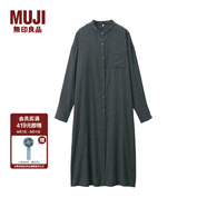無印良品 MUJI 女式 印度棉雙層紗織 立領(lǐng)連衣裙 炭灰色  M-L