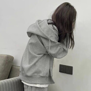 以純 YISHION春季灰色開(kāi)春外套女連帽衛衣2025新款拉鏈開(kāi)衫寬松慵懶風(fēng)休閑上衣 花灰色 春秋薄款 限時(shí)特惠款 S