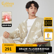 卡賓男裝 字母提花線衫外套2024秋新款寬松針織衫舒適時尚H 卡其色35 L /175/50