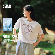 森馬（Semir）短袖t恤女中長(cháng)款清爽海洋精靈印花25夏涼感抗菌上衣109325100031