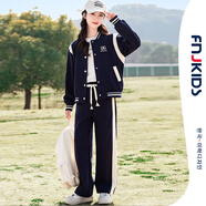 FNJ KIDS女童套裝秋冬新款洋氣中大童運(yùn)動(dòng)衣服兒童棒球服兩件套 R802藏青色 140 (建議身高130-140cm)