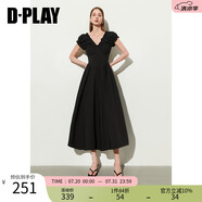DPLAY2025年夏季新款黑色連衣裙女長款休閑小黑裙沙灘裙子短袖長裙夏裝 經(jīng)典黑 XL