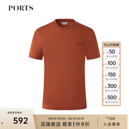 PORTS寶姿男裝時(shí)尚休閑修身款圓領(lǐng)短袖T恤MM9N106LCC039 布朗尼色 S