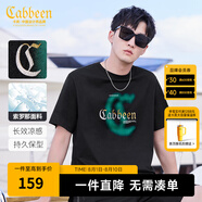 卡賓男裝 【涼感】索羅那暈染印花T恤秋潮流肌理LOGO短袖街頭休閑A 漆黑色-涼感 L /175/50