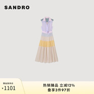 SANDRO【博主同款】24春秋款女裝法式設計感條紋連衣裙SFPRO03784 MULT/多色 34