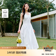 茵曼（INMAN）歐若風(fēng)無(wú)袖連衣裙2025夏季女裝新款a字背心裙云朵白-W1852854 M