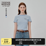 Teenie Weenie小熊短袖T恤女2025年夏季新款華夫格田園風時尚條紋T恤上衣女 藍色 M