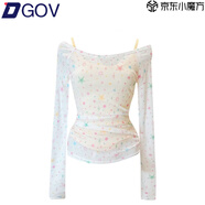 DGOV2025 美式甜妹ins風(fēng)設(shè)計感星星印花修身薄款長袖小吊帶背心上衣 背心+T恤 兩件套 M 90-105斤