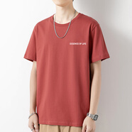 金歐達(dá)短袖恤男寬松粉色上衣服潮流寬松夏季男裝半袖圓領(lǐng)體恤 磚紅426短袖 S [建議90斤以下]