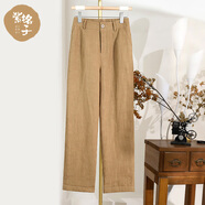 紫格子2025秋冬新款棉褲女時(shí)尚百搭休閑褲寬松顯瘦直筒褲女長(cháng)褲子 土金色 L