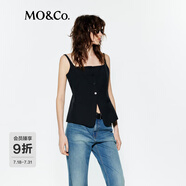 MO&Co.上衣2025夏新品精紡時(shí)裝方領(lǐng)收腰A字?jǐn)[背心黑色MBE2TOP034 黑色 L /170
