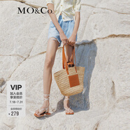 MO&Co.做舊洗水花朵貼布棉高腰牛仔短褲美式復(fù)古褲子女 牛仔淺藍色 XS 25