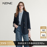 KBNE藏青西裝領(lǐng)短外套女小個(gè)子長(zhǎng)袖上衣春秋新款氣質(zhì)學(xué)院風(fēng)外衣 藏青色 S