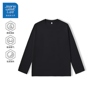 JEANSWEST LIFE真維斯秋季新款長袖t恤打底衫百搭舒適寬松休閑大碼衣服 黑色 （棉質(zhì)款式） XL